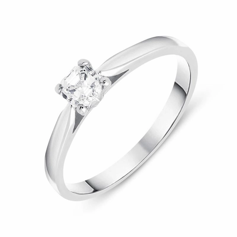 18ct White Gold 0.34ct Diamond Asscher Cut Solitaire Ring