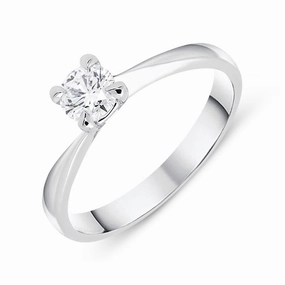 18ct White Gold 0.36ct Brilliant Cut Diamond Solitaire Twist Ring
