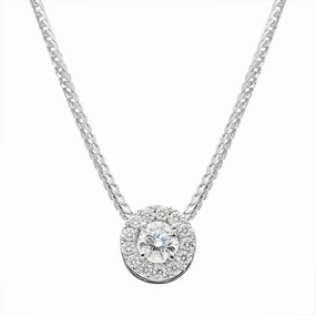 18ct White Gold 0.36ct Diamond Claw and Pave Set Round Necklace