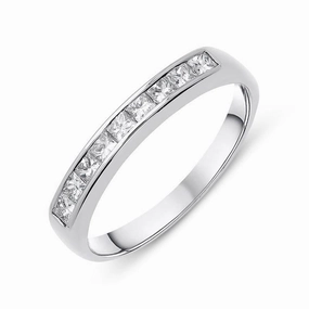 18ct White Gold 0.36ct Diamond Princess Cut Half Eternity Ring