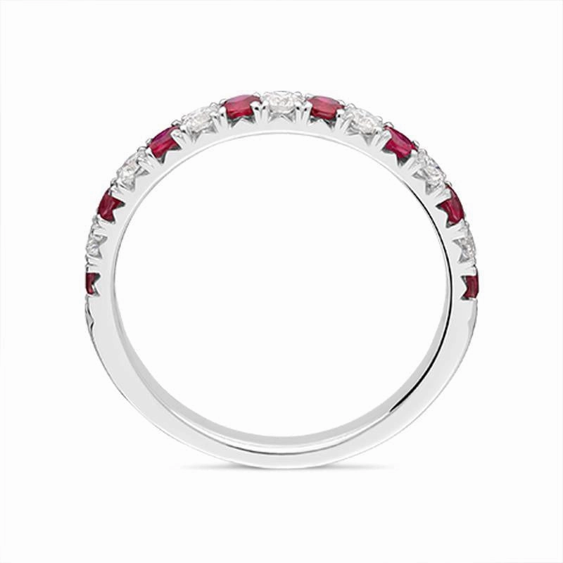 18ct White Gold 0.37ct Ruby Diamond Half Eternity Ring