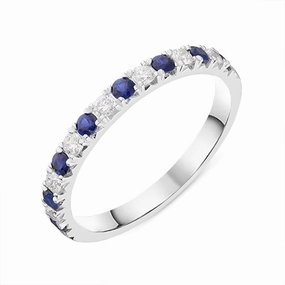 18ct White Gold 0.37ct Sapphire Diamond Half Eternity Ring