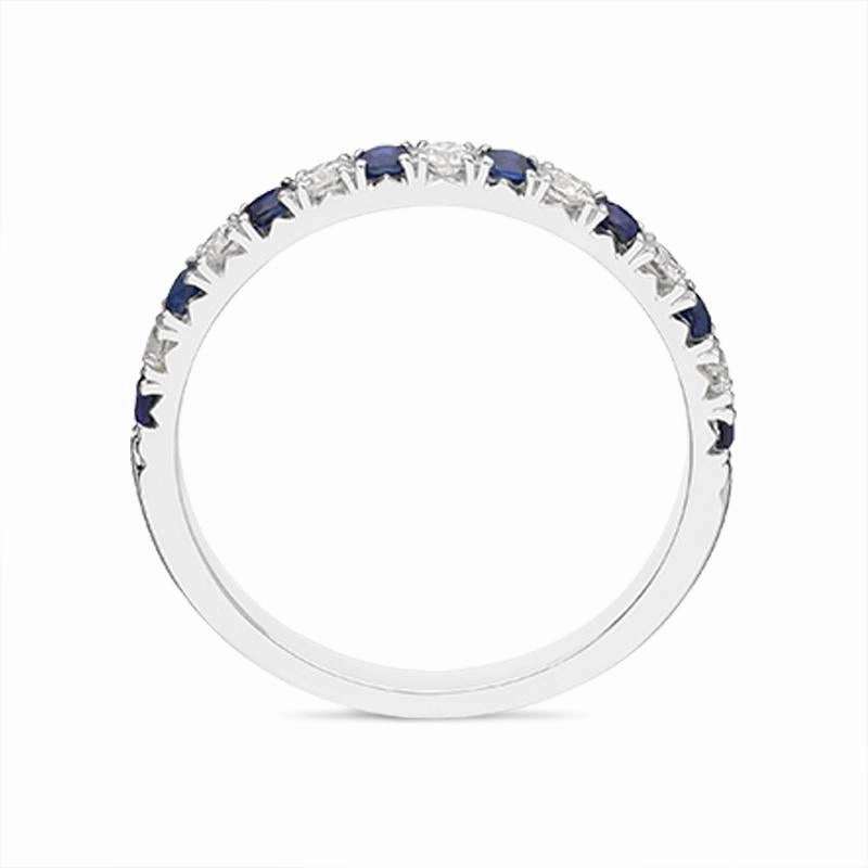18ct White Gold 0.37ct Sapphire Diamond Half Eternity Ring