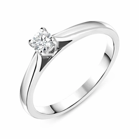 18ct White Gold 0.38ct Diamond Claw Set Solitaire Ring