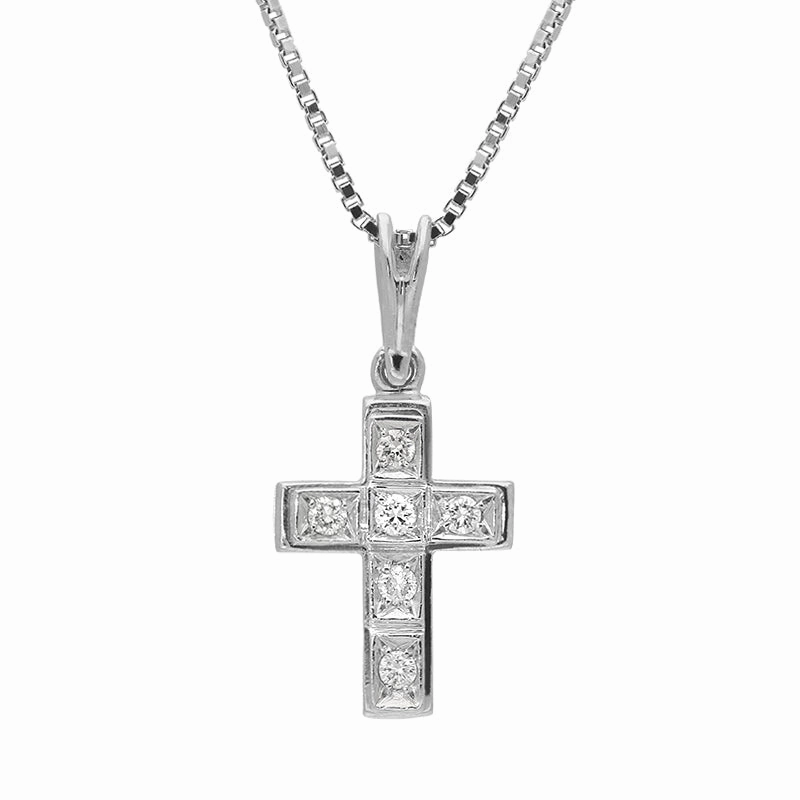 18ct White Gold 0.38ct Diamond Cross Necklace