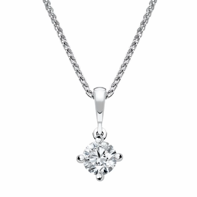 18ct White Gold 0.40ct Diamond Brilliant Cut Solitaire Necklace