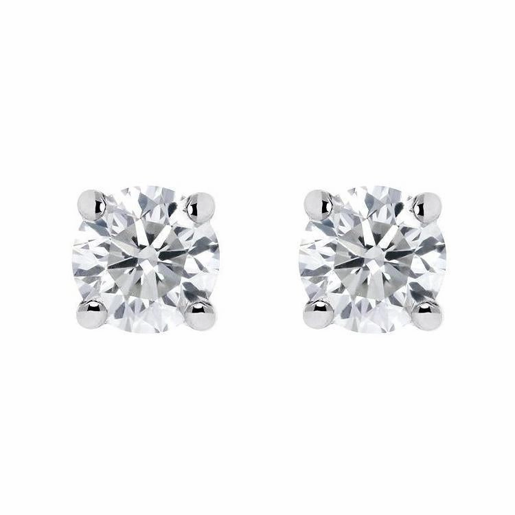 18ct White Gold 0.40ct Diamond Claw Set Solitaire Stud Earrings D