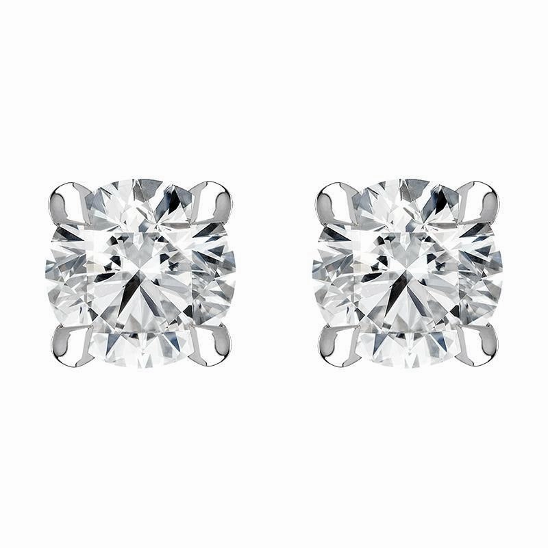 18ct White Gold 0.40ct Diamond Claw Set Solitaire Stud Earrings