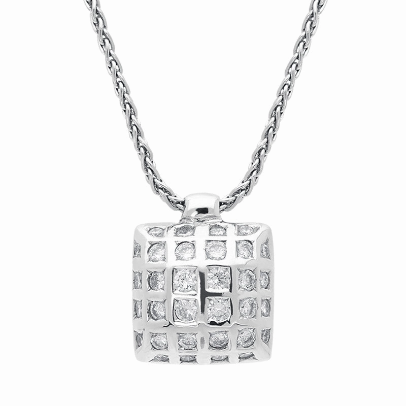 18ct White Gold 0.40ct Diamond Cushion Necklace
