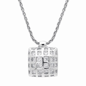 18ct White Gold 0.40ct Diamond Cushion Necklace