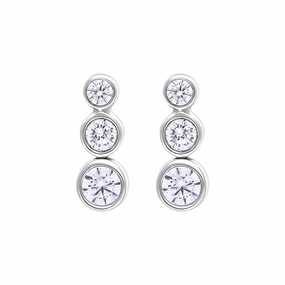 18ct White Gold 0.42ct Diamond Graduated Trilogy Earrings