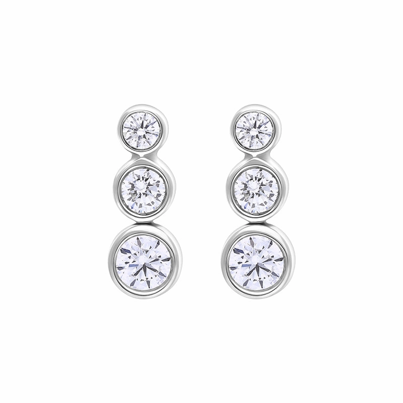 18ct White Gold 0.42ct Diamond Graduated Trilogy Earrings