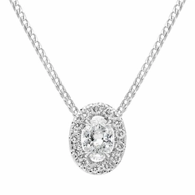 18ct White Gold 0.44ct Diamond Pave Oval Necklace