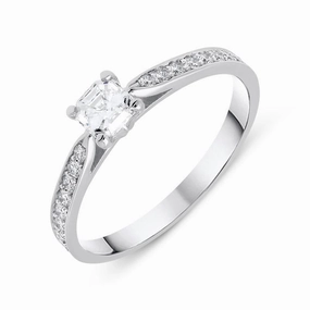 18ct White Gold 0.46ct Diamond Asscher Cut Engagement Ring D