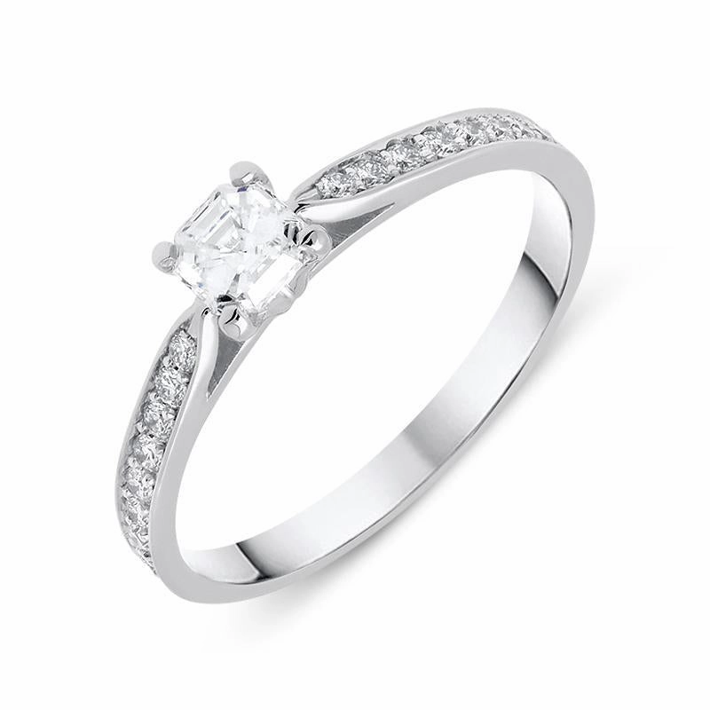 18ct White Gold 0.46ct Diamond Asscher Cut Engagement Ring D