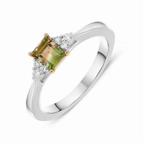 18ct White Gold 0.46ct Tourmaline Diamond Ring