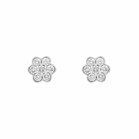 18ct White Gold 0.47ct Diamond Flower Cluster Stud Earrings