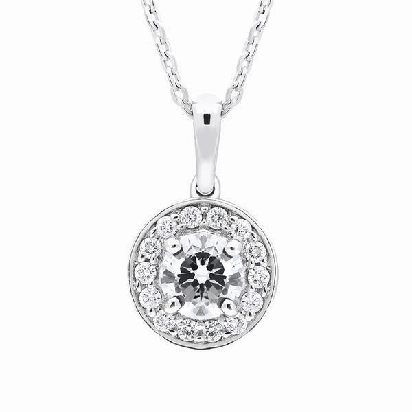 18ct White Gold 0.47ct Diamond Round Halo Necklace