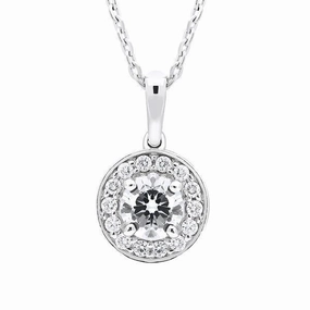 18ct White Gold 0.47ct Diamond Round Halo Necklace