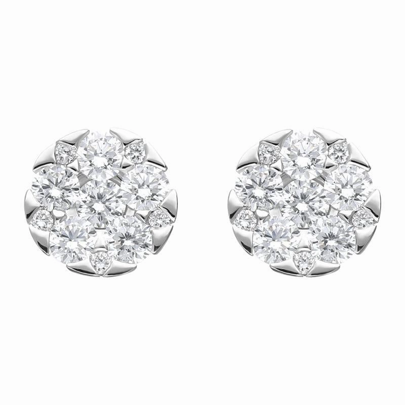 18ct White Gold 0.48ct Diamond Triangle Edge Stud Earrings