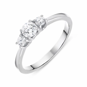 18ct White Gold 0.50ct Diamond Brilliant Cut Trilogy Ring