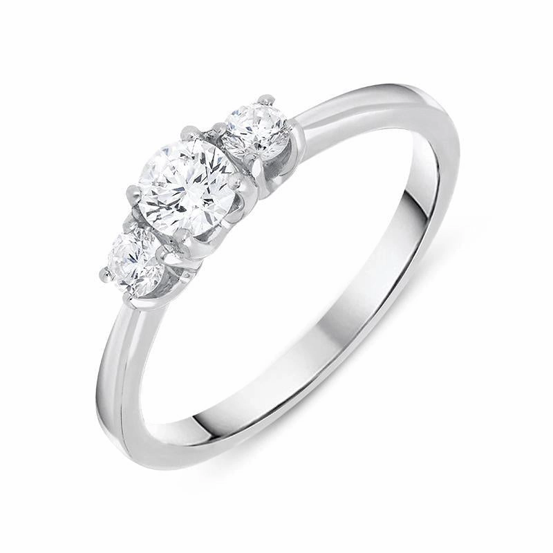 18ct White Gold 0.50ct Diamond Brilliant Cut Trilogy Ring