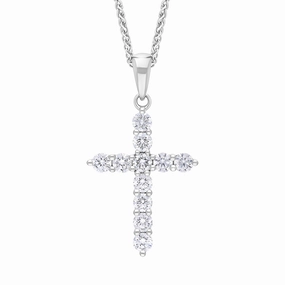 18ct White Gold 0.50ct Diamond Cross Necklace
