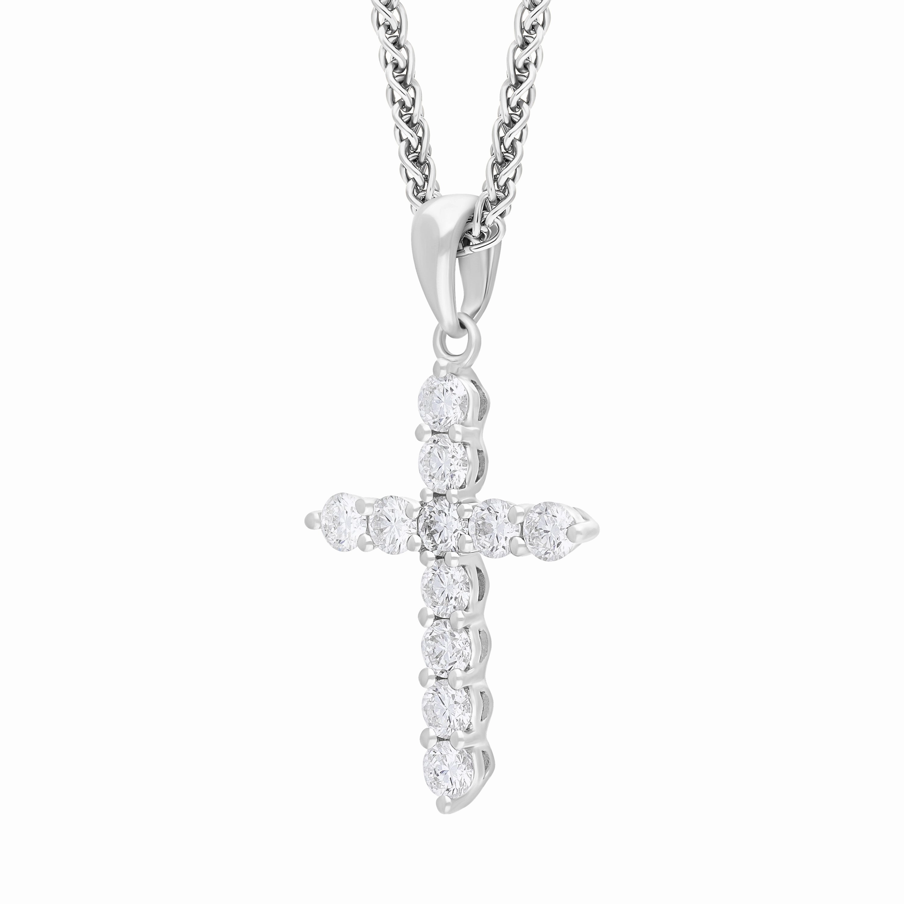 18ct White Gold 0.50ct Diamond Cross Necklace