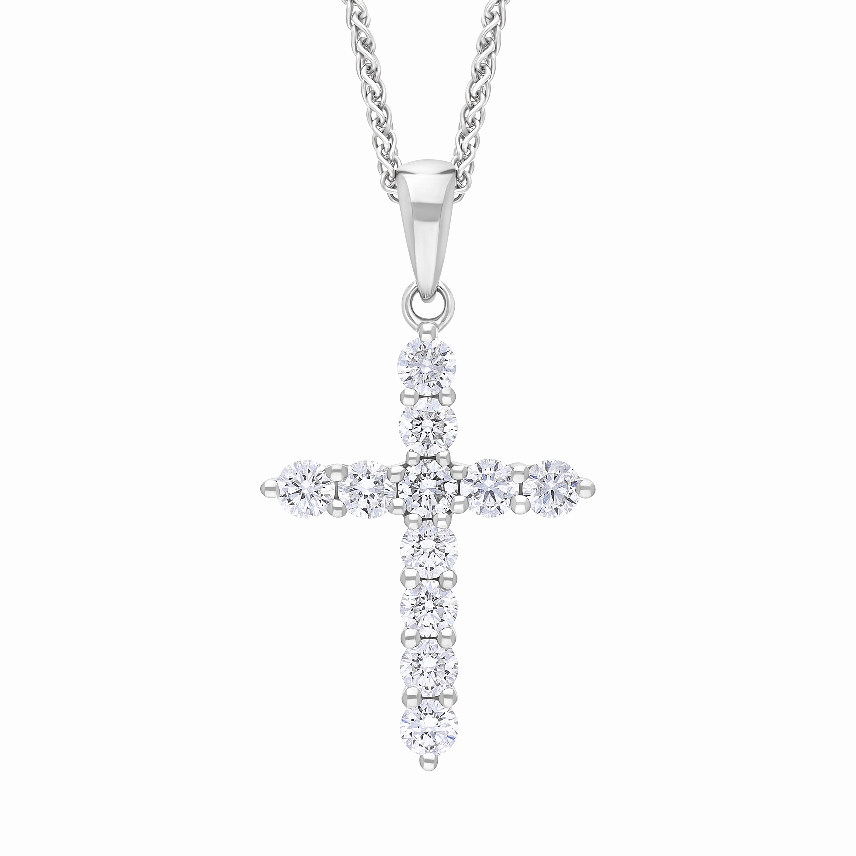 18ct White Gold 0.50ct Diamond Cross Necklace