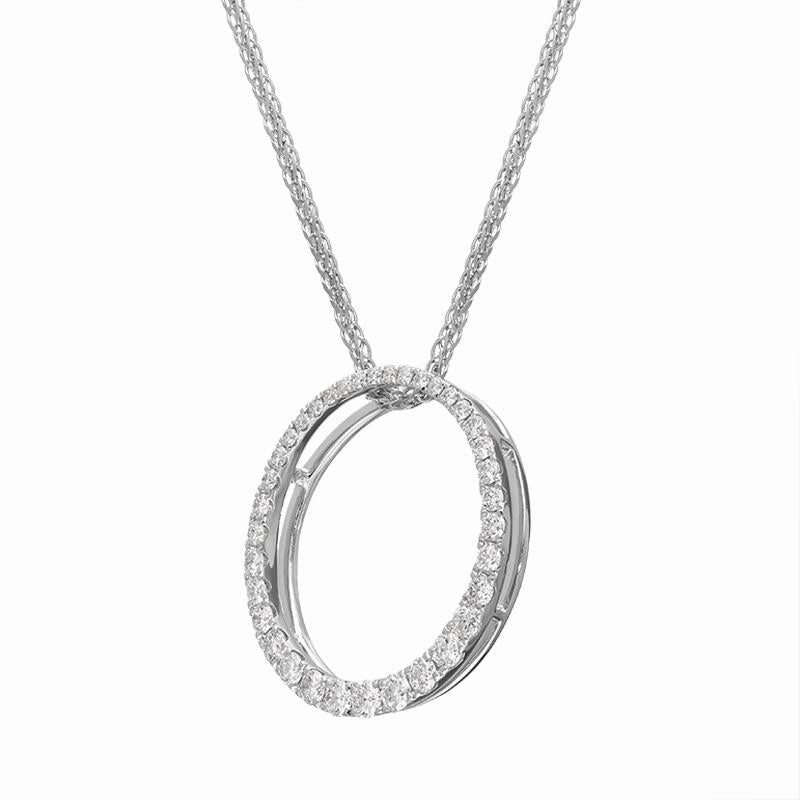 18ct White Gold 0.51ct Diamond Open Circle Necklace