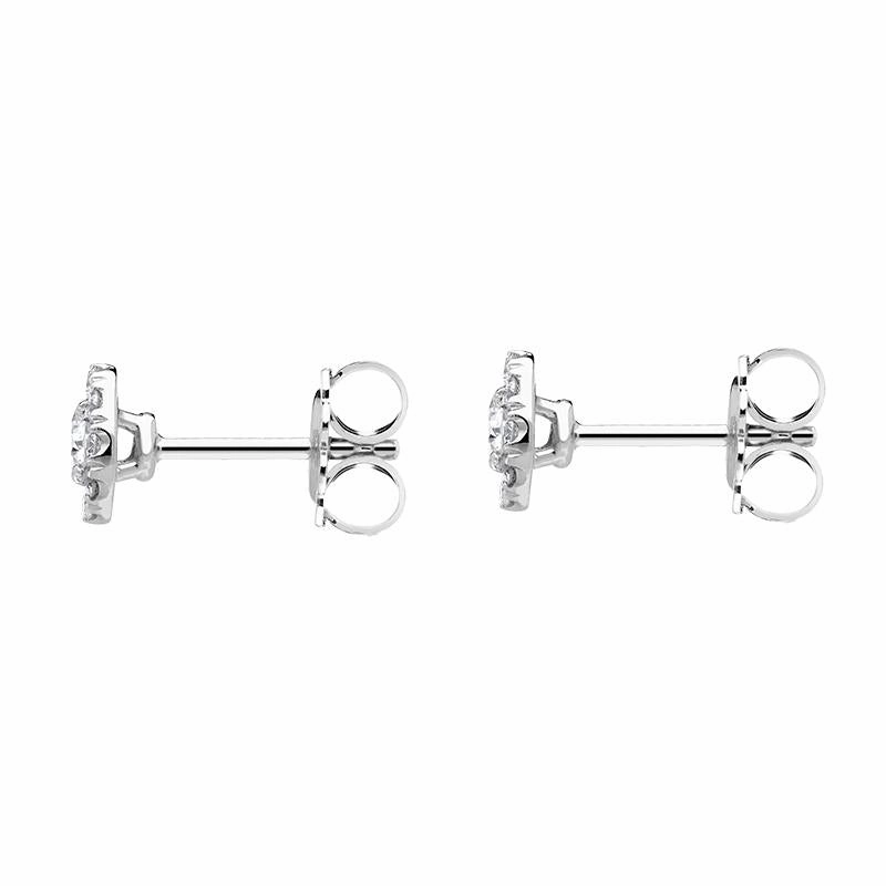 18ct White Gold 0.53ct Diamond Claw Set Pave Round Stud Earrings