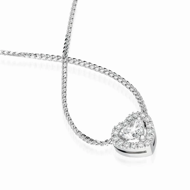 18ct White Gold 0.56ct Diamond Pave Heart Necklace