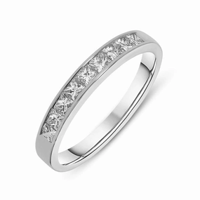 18ct White Gold 0.56ct Diamond Princess Cut Half Eternity Ring