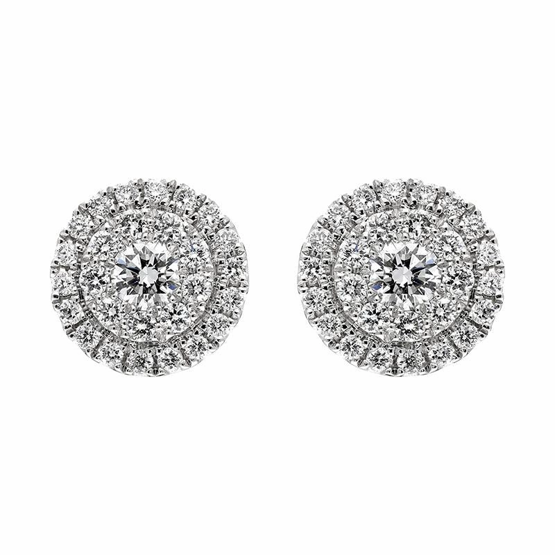 18ct White Gold 0.56ct Diamond Round Cluster Stud Earrings
