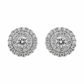 18ct White Gold 0.56ct Diamond Round Cluster Stud Earrings