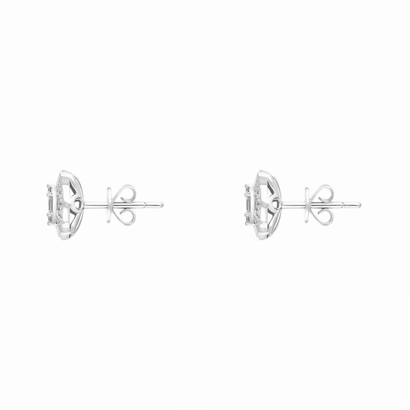 18ct White Gold 0.58ct Diamond Baguette Cut Cluster Stud Earrings
