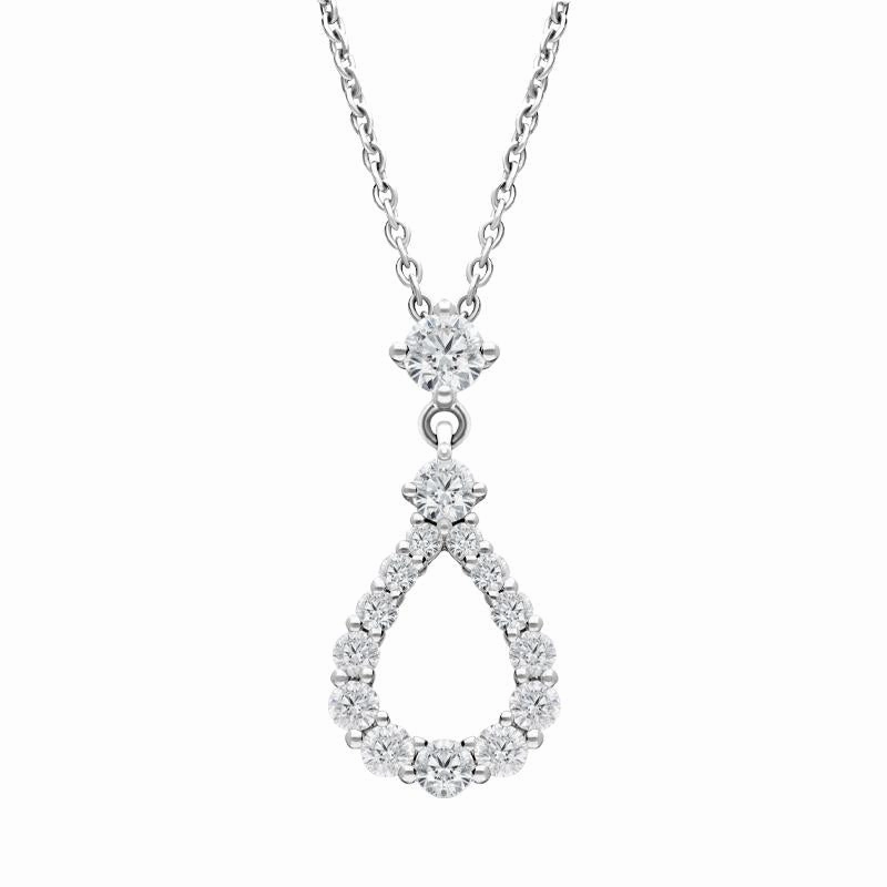 18ct White Gold 0.59ct Diamond Open Pear Necklace