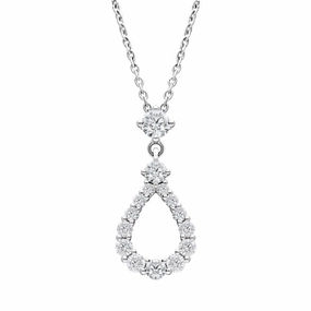 18ct White Gold 0.59ct Diamond Open Pear Necklace