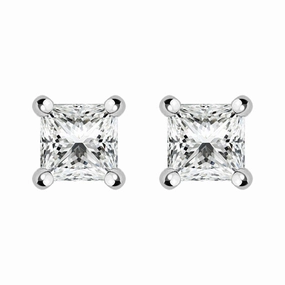 18ct White Gold 0.59ct Diamond Princess Cut Stud Earrings