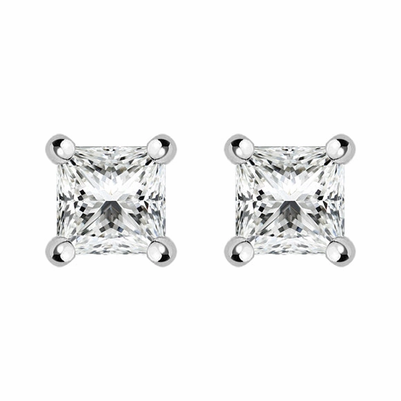 18ct White Gold 0.59ct Diamond Princess Cut Stud Earrings