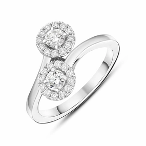 18ct White Gold 0.60ct Diamond Double Cross Over Ring
