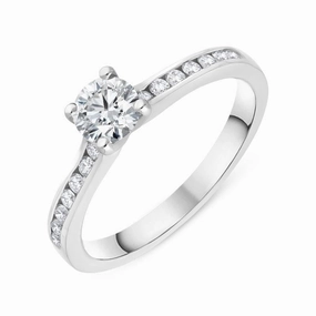 18ct White Gold 0.63ct Diamond Shoulder Solitaire Ring