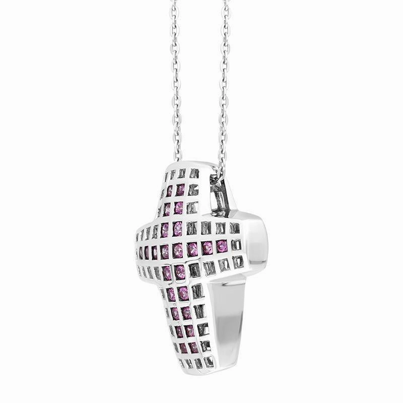 18ct White Gold 0.63ct Pink Sapphire Cross Pendant