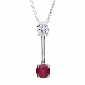 18ct White Gold 0.64ct Ruby Diamond Bar Necklace