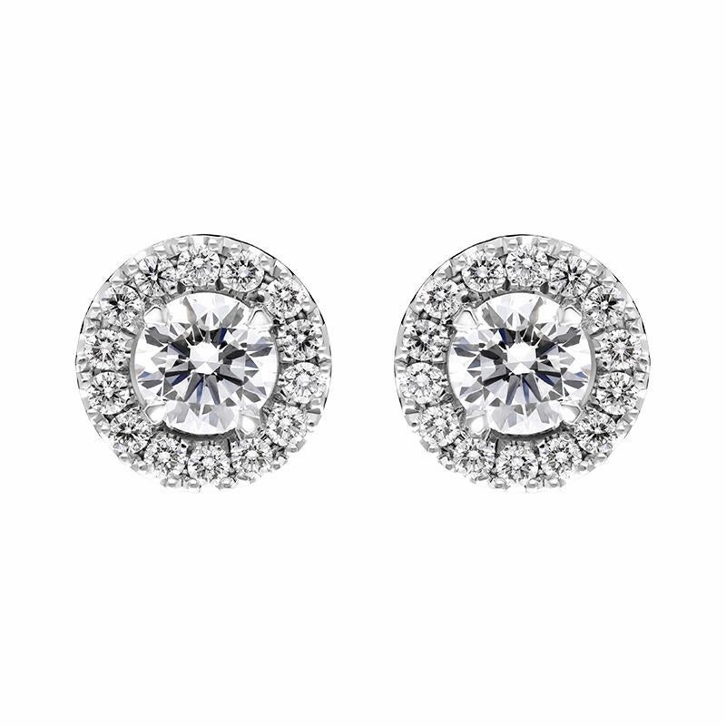 18ct White Gold 0.66ct Diamond Round Cluster Stud Earrings