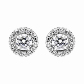 18ct White Gold 0.66ct Diamond Round Cluster Stud Earrings