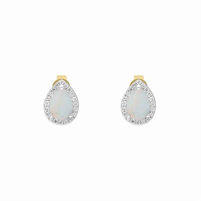 18ct White Gold 0.66ct Opal Diamond Pear Stud Earrings