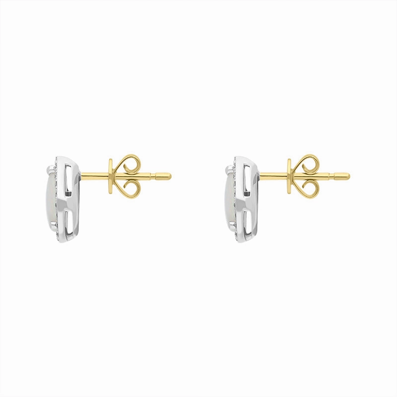 18ct White Gold 0.66ct Opal Diamond Pear Stud Earrings