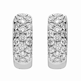 18ct White Gold 0.67ct Diamond Cut Out Heart Pave Set Hoop Earrings