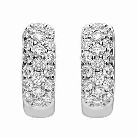 18ct White Gold 0.67ct Diamond Cut Out Heart Pave Set Hoop Earrings